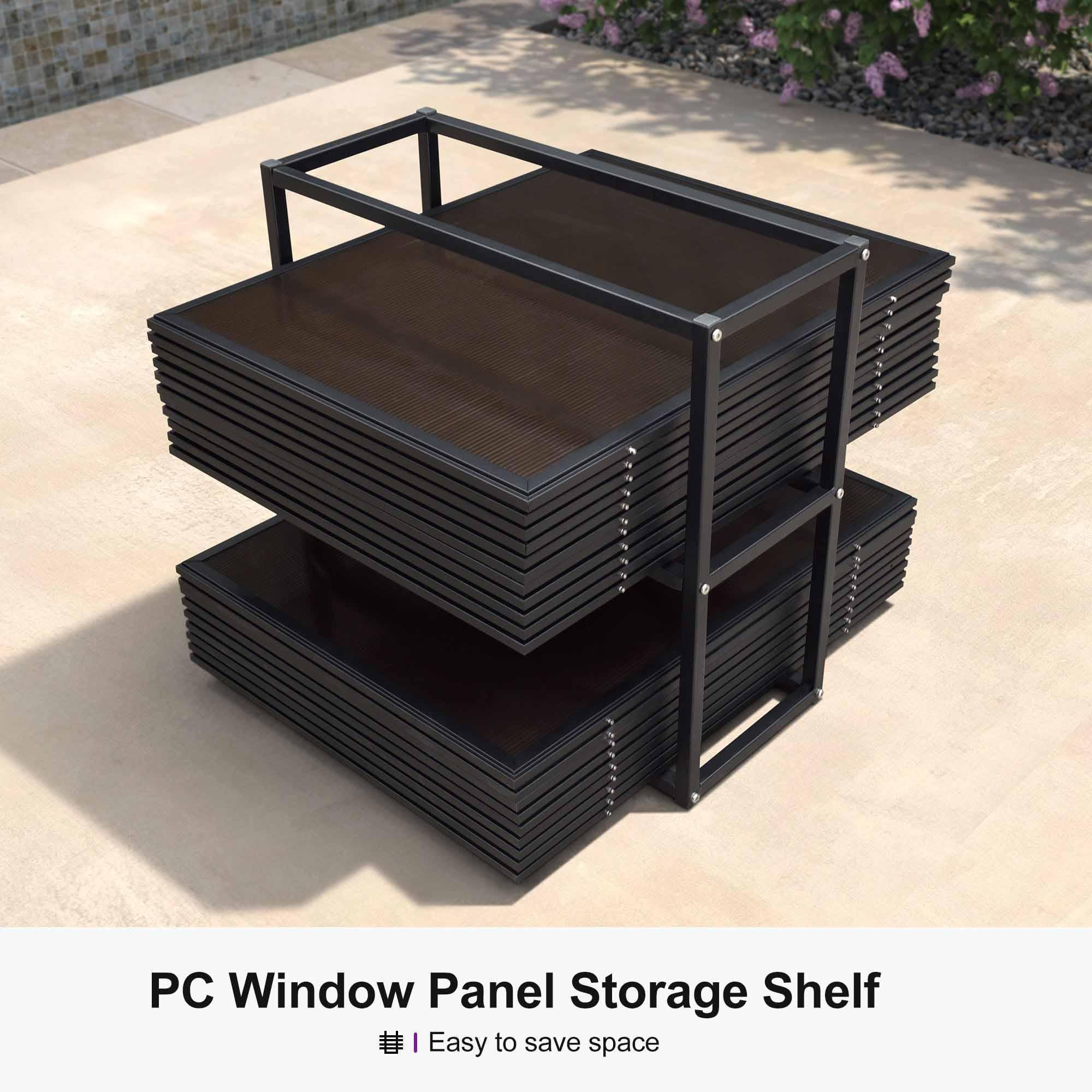 PURPLE LEAF Sunroom Hardtop Gazebo Solarium Wood Grain Galvanized Steel Double Roof All-Weather Aluminum Outdoor Screen House - Image 37