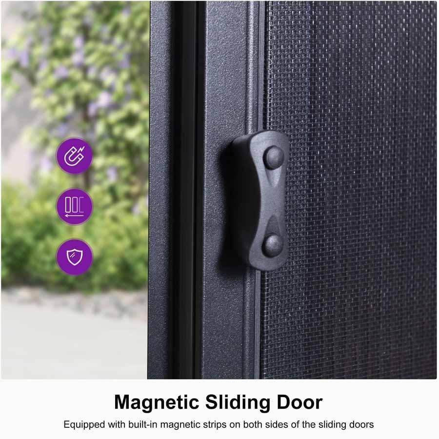 PURPLE LEAF Sunroom Hardtop Gazebo Solarium Wood Grain Galvanized Steel Double Roof All-Weather Aluminum Outdoor Screen House - Image 38