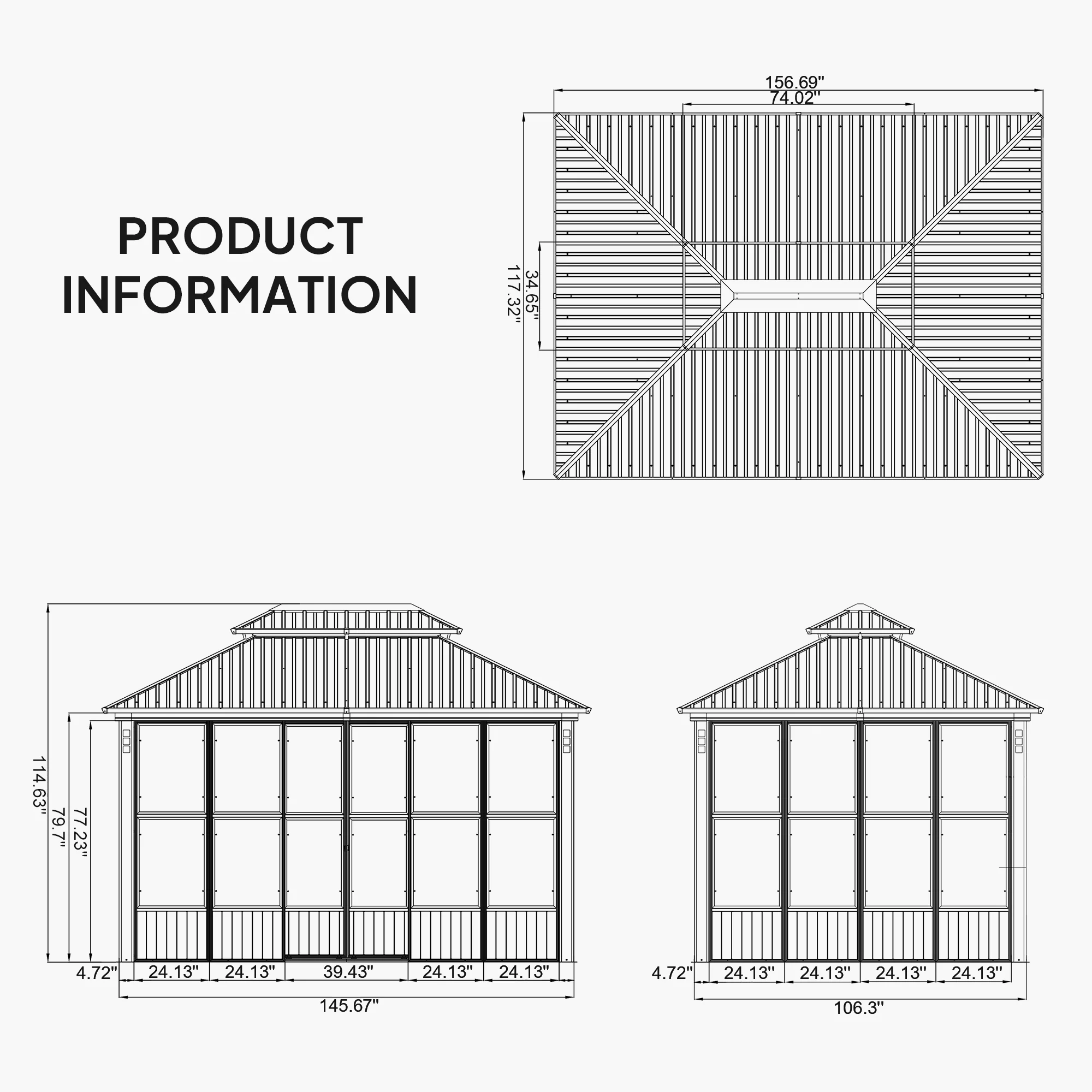 PURPLE LEAF Sunroom Hardtop Gazebo Solarium Wood Grain Galvanized Steel Double Roof All-Weather Aluminum Outdoor Screen House - Image 60