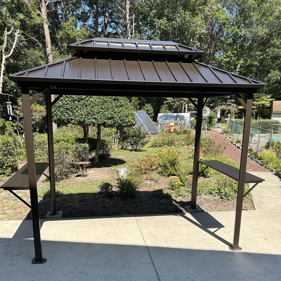 PURPLE LEAF Hardtop Grill Gazebo for Patio Bronze Permanent Metal Roof Outside Sun Shade Outdoor BBQ Canopy - Image 54