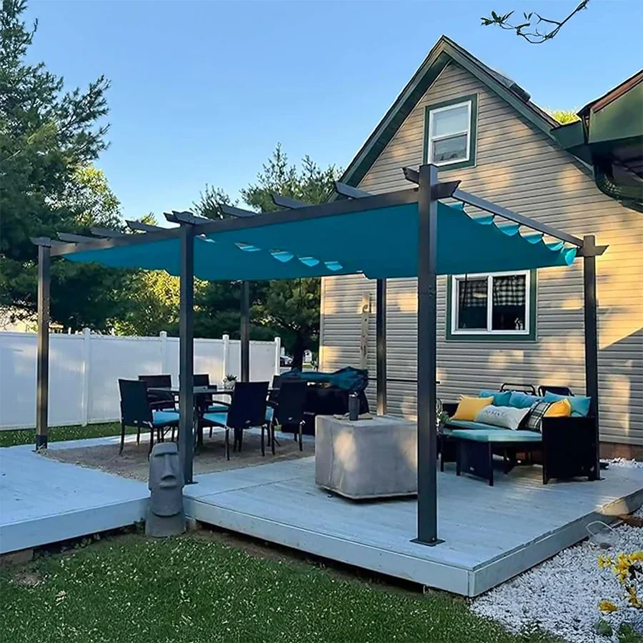 PURPLE LEAF Outdoor Pergola with Retractable Canopy Aluminum Shelter for Porch Garden  Beach Shade Pavilion Pergola Modern Backyard Deck - Image 232