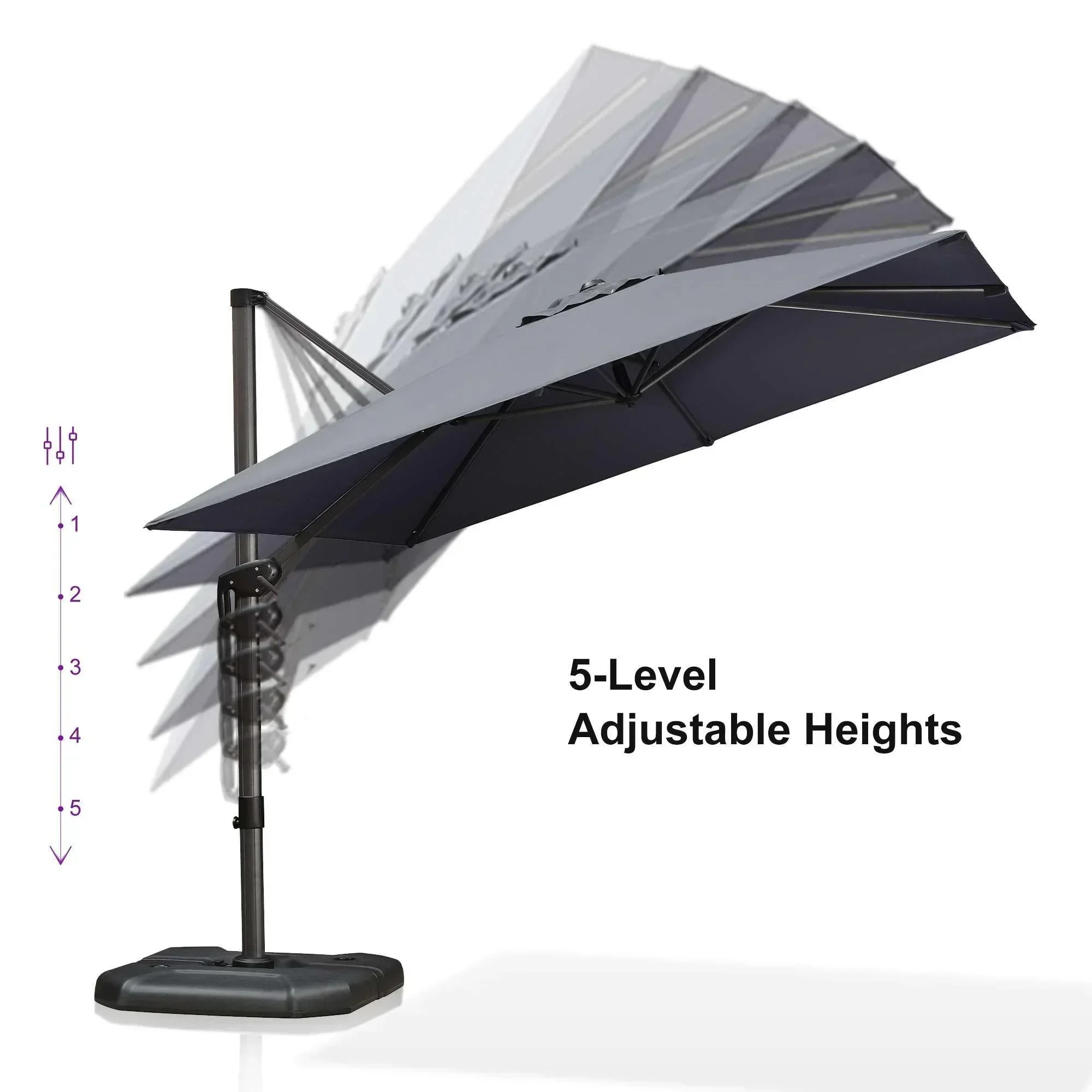 PURPLE LEAF Patio Outdoor Large Umbrella Square and Rectangular Cantilever Yard Sun Umbrellas - Image 59