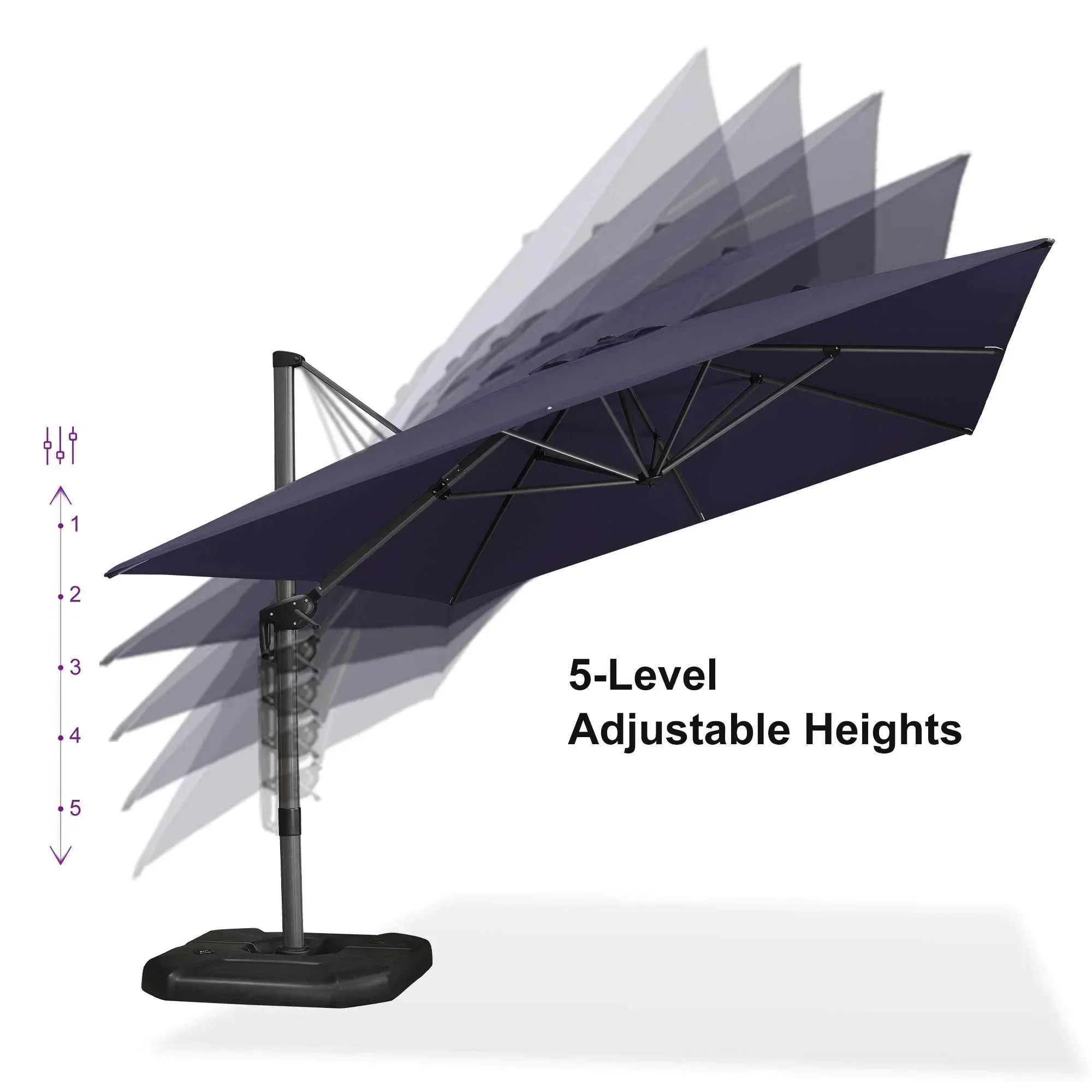 PURPLE LEAF Patio Outdoor Large Umbrella Square and Rectangular Cantilever Yard Sun Umbrellas - Image 66