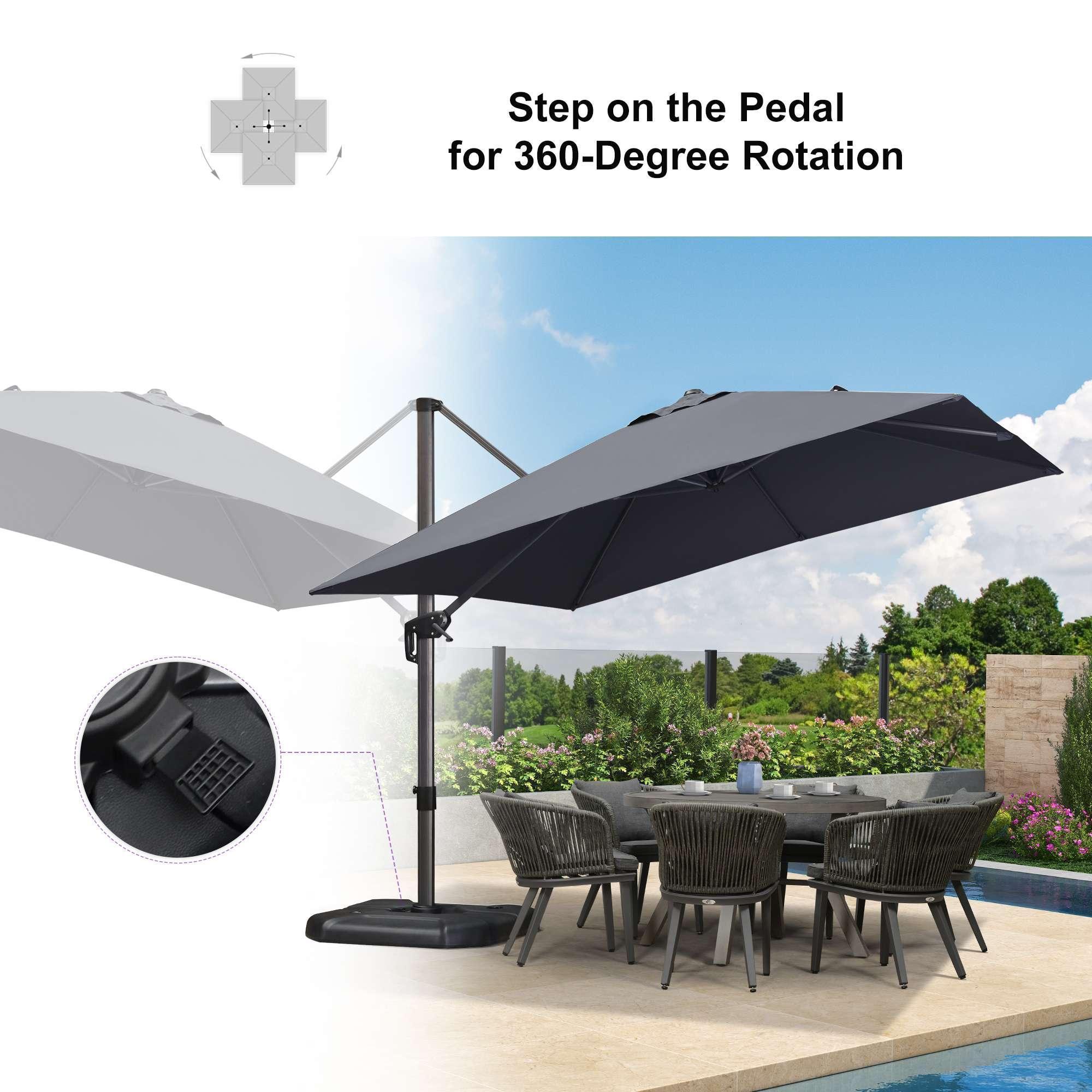 PURPLE LEAF Patio Outdoor Large Umbrella Square and Rectangular Cantilever Yard Sun Umbrellas - Image 81