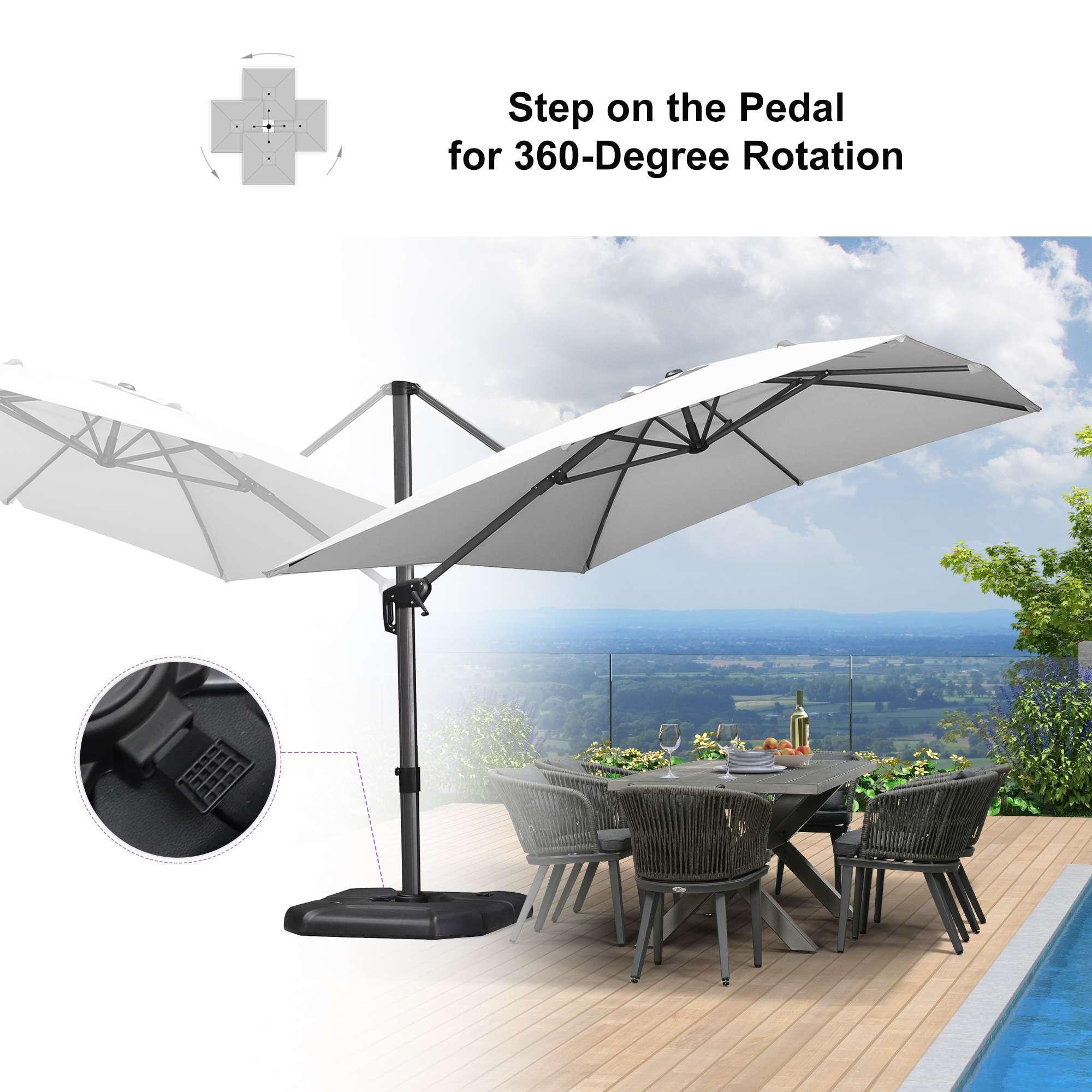 PURPLE LEAF Patio Outdoor Large Umbrella Square and Rectangular Cantilever Yard Sun Umbrellas - Image 104