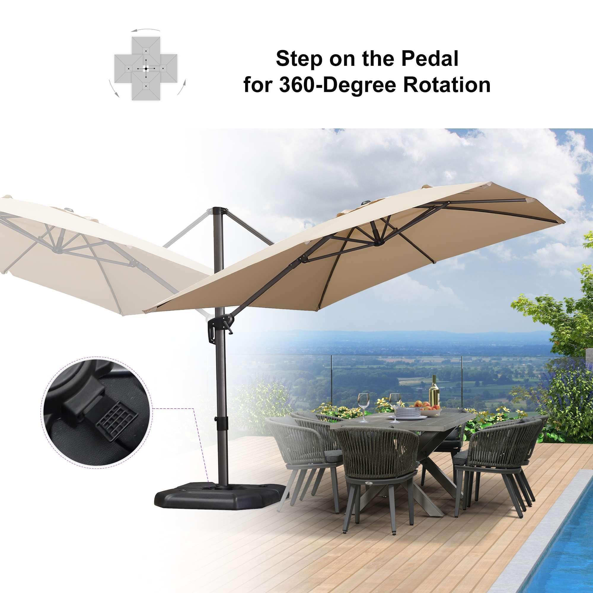 PURPLE LEAF Patio Outdoor Large Umbrella Square and Rectangular Cantilever Yard Sun Umbrellas - Image 108