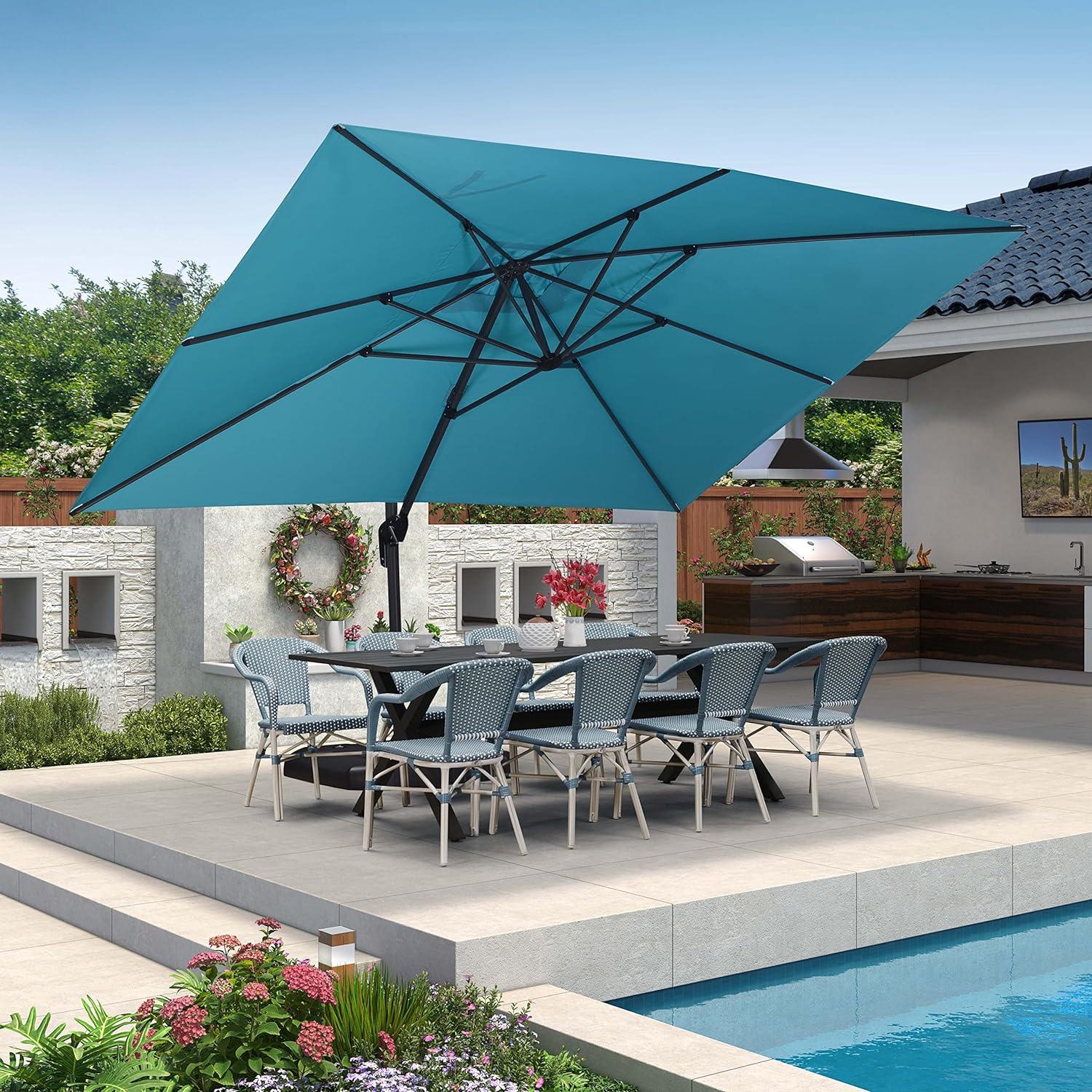 PURPLE LEAF Patio Outdoor Large Umbrella Square and Rectangular Cantilever Yard Sun Umbrellas - Image 34