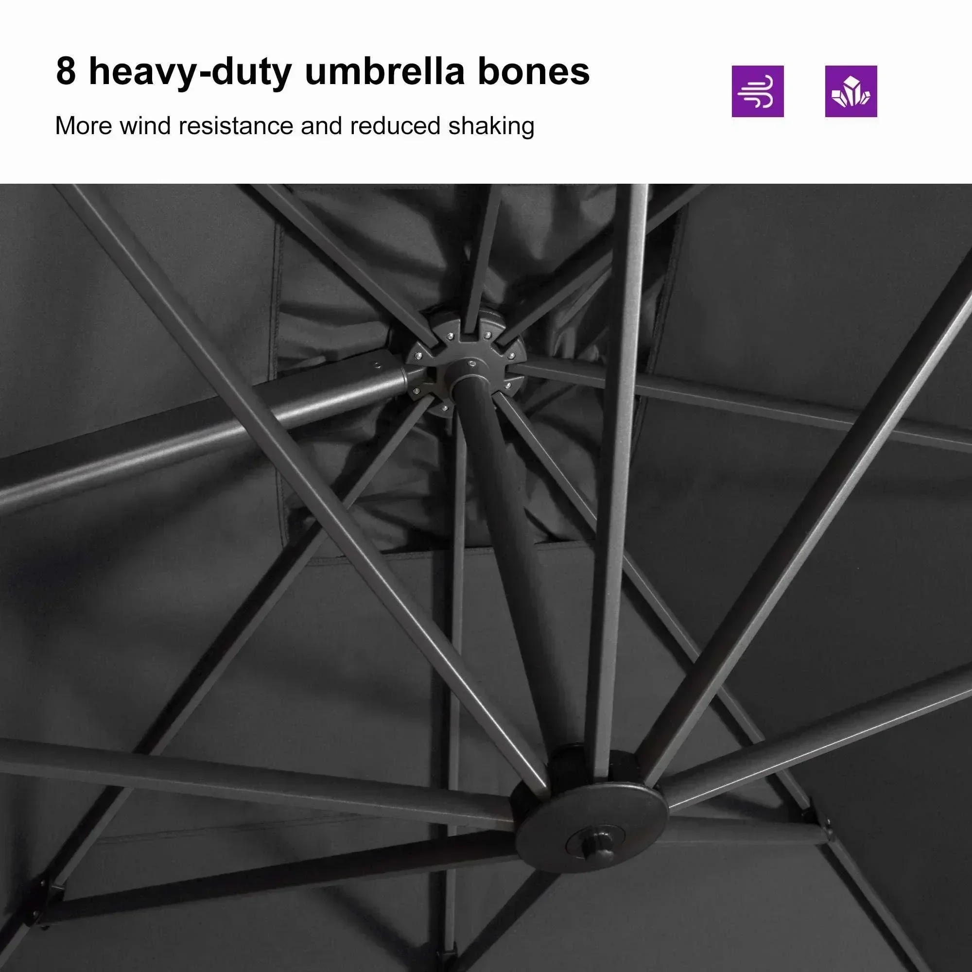 PURPLE LEAF Patio Outdoor Large Umbrella Square and Rectangular Cantilever Yard Sun Umbrellas - Image 50