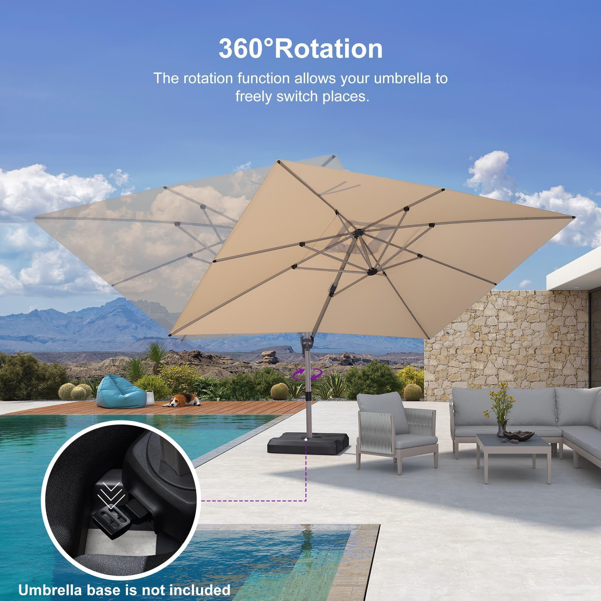 PURPLE LEAF Hailar Deluxe Outdoor Patio Umbrella Aluminum Cantilever Umbrellas - Image 123