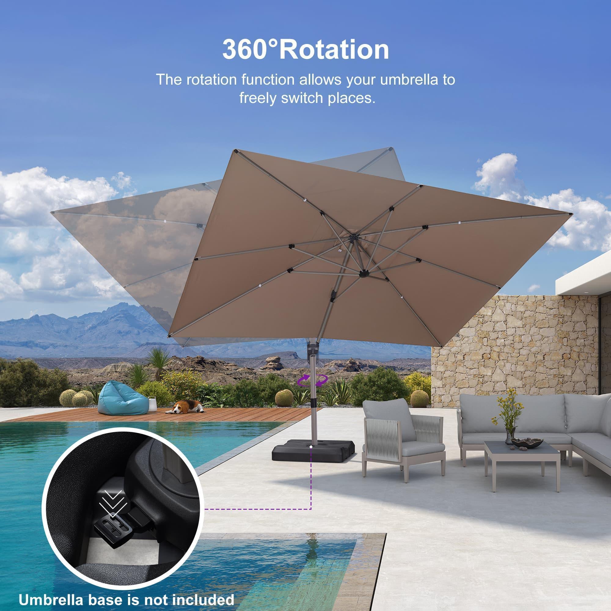 PURPLE LEAF Hailar Deluxe Outdoor Patio Umbrella Aluminum Cantilever Umbrellas - Image 125