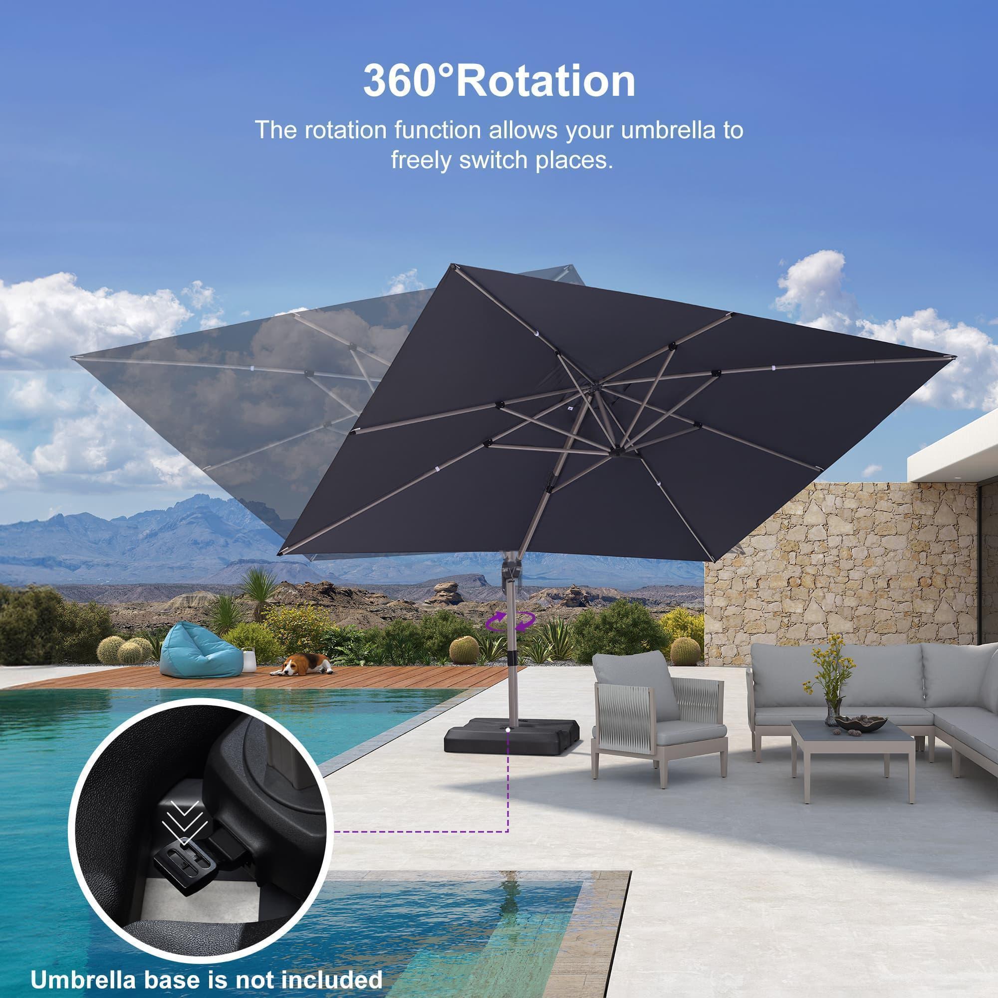 PURPLE LEAF Hailar Deluxe Outdoor Patio Umbrella Aluminum Cantilever Umbrellas - Image 129