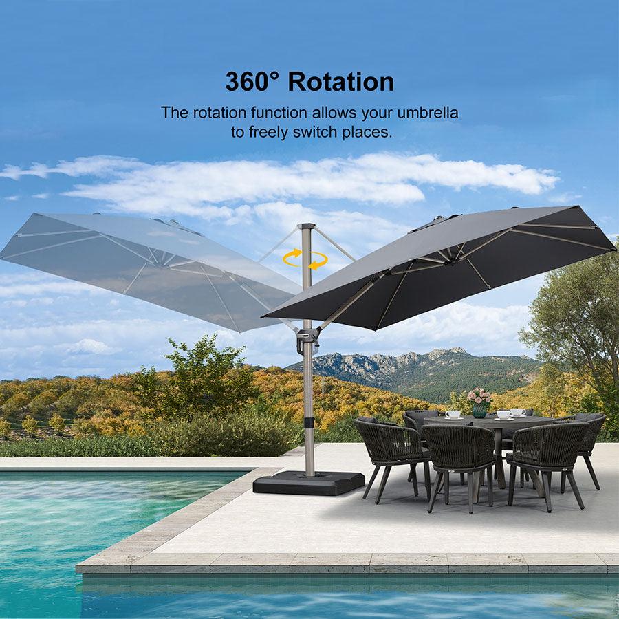 PURPLE LEAF Hailar Deluxe Outdoor Patio Umbrella Aluminum Cantilever Umbrellas - Image 55