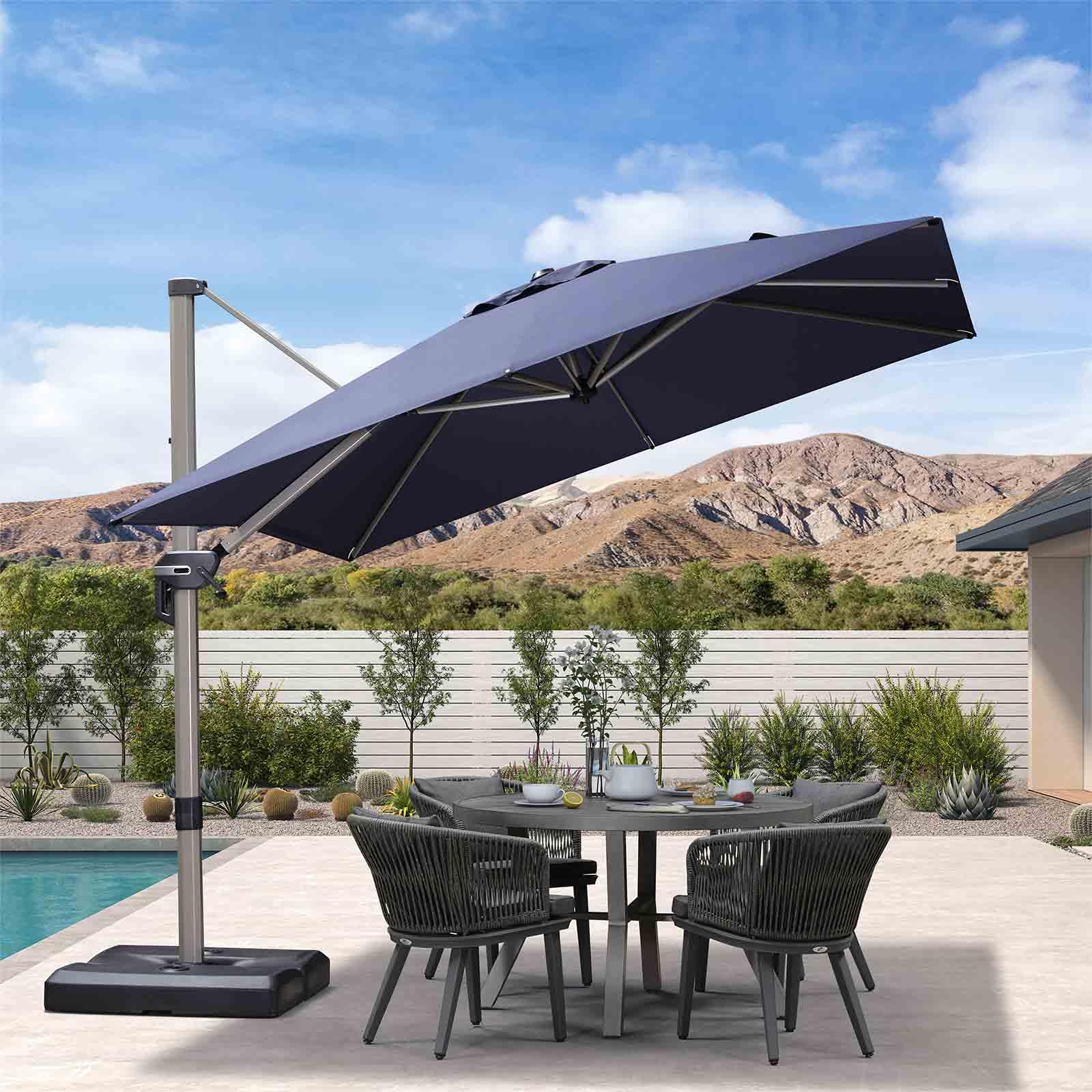 PURPLE LEAF Hailar Deluxe Outdoor Patio Umbrella Aluminum Cantilever Umbrellas - Image 73