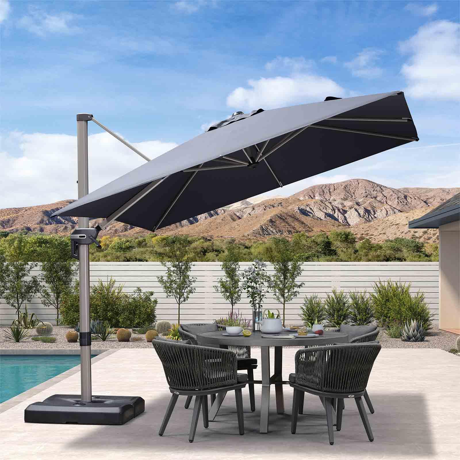 PURPLE LEAF Hailar Deluxe Outdoor Patio Umbrella Aluminum Cantilever Umbrellas - Image 74