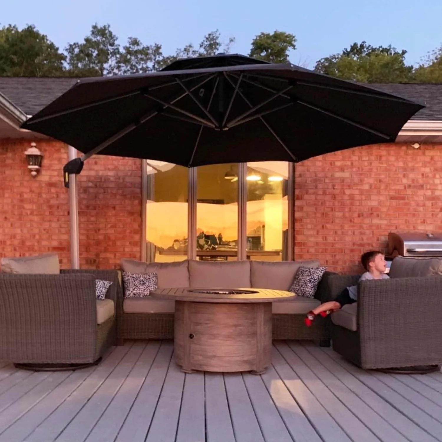 PURPLE LEAF Round Cantilever Patio Umbrella Heavy Duty Umbrella for Porch Garden Pool - Image 76