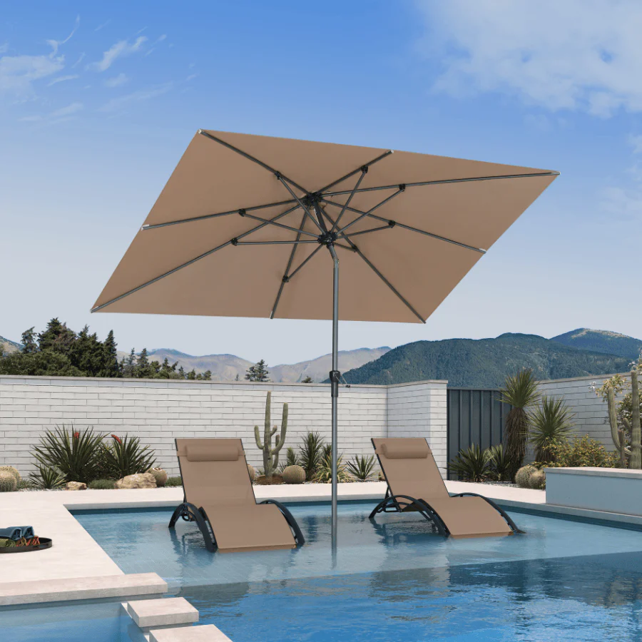 Clearance - PURPLE LEAF OPEN BOX Crank and Tilt Outdoor Patio Market Umbrella with Visible Hand Crank System - Image 100