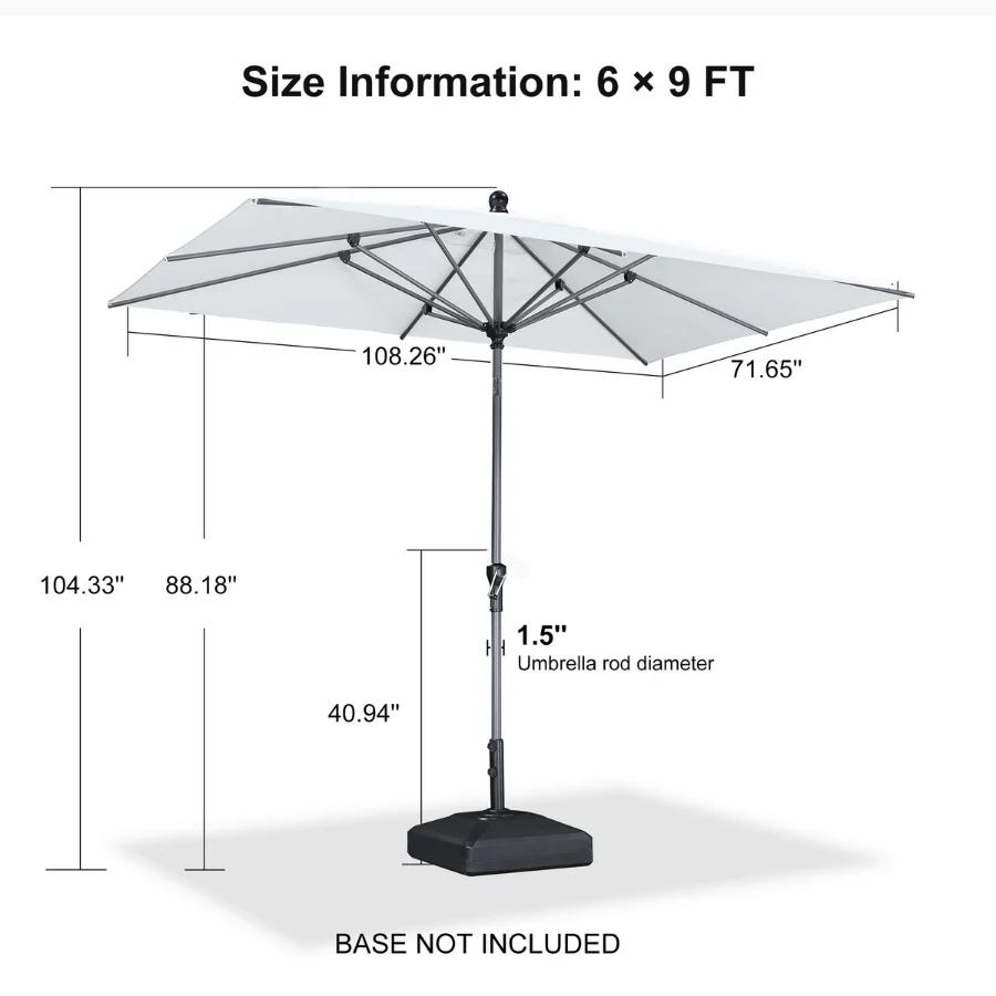 Clearance - PURPLE LEAF OPEN BOX Crank and Tilt Outdoor Patio Market Umbrella with Visible Hand Crank System - Image 102
