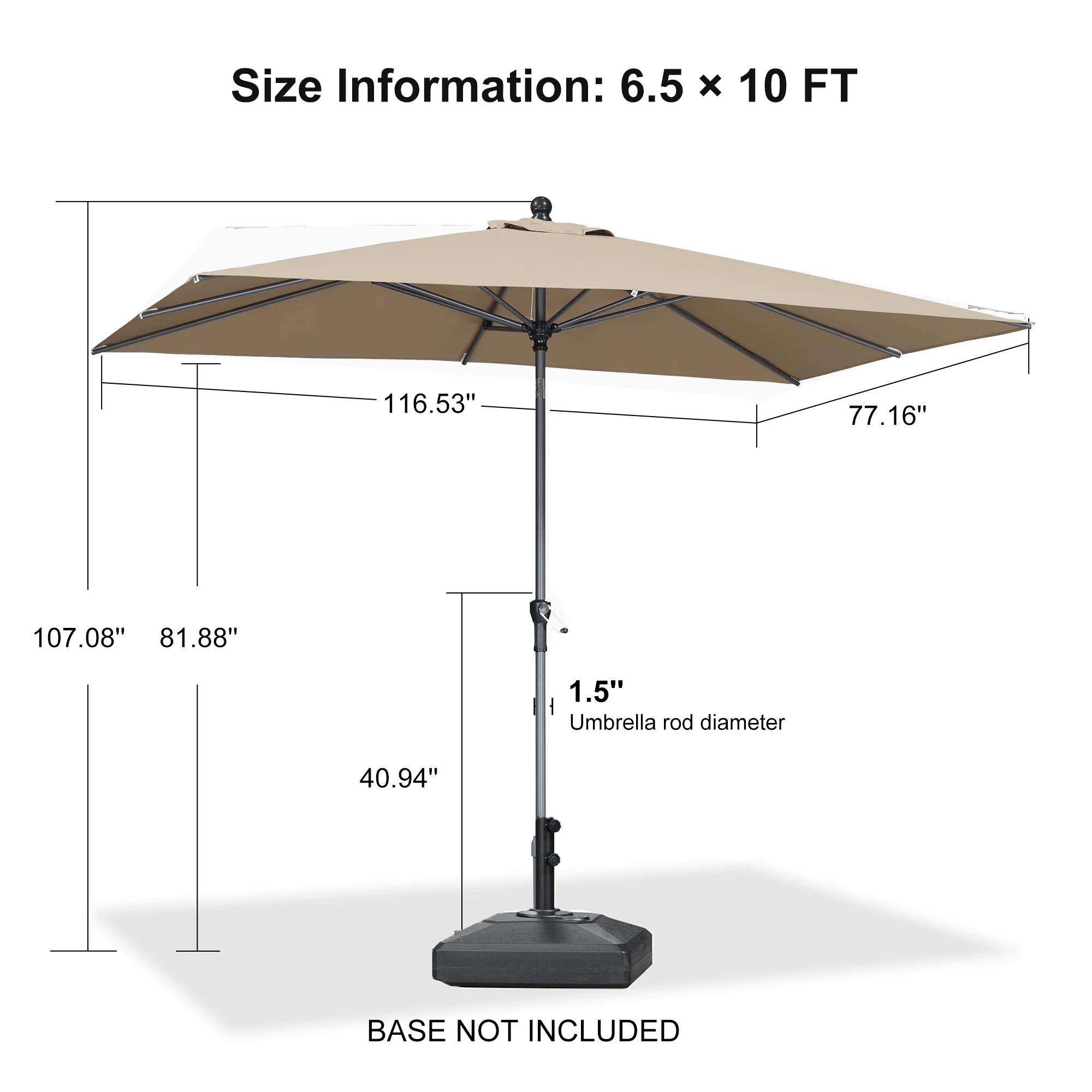 Clearance - PURPLE LEAF OPEN BOX Crank and Tilt Outdoor Patio Market Umbrella with Visible Hand Crank System - Image 108