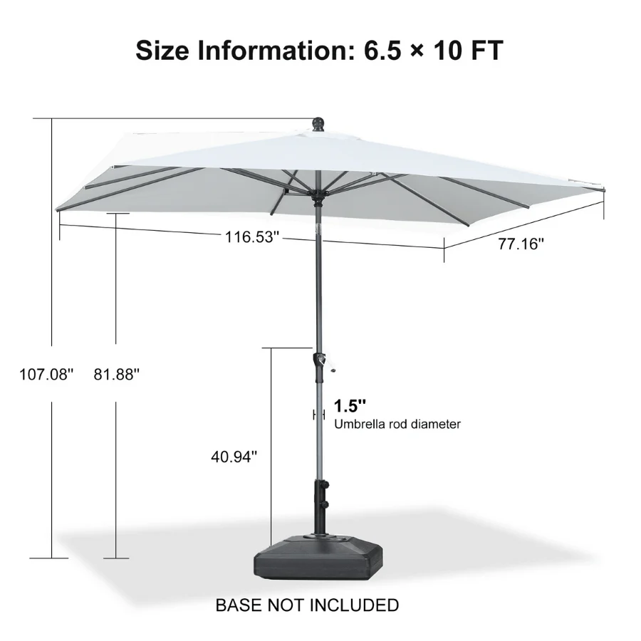 Clearance - PURPLE LEAF OPEN BOX Crank and Tilt Outdoor Patio Market Umbrella with Visible Hand Crank System - Image 110