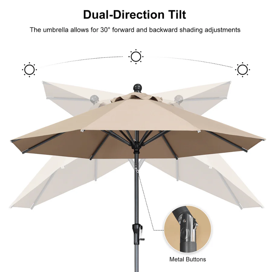 Clearance - PURPLE LEAF OPEN BOX Crank and Tilt Outdoor Patio Market Umbrella with Visible Hand Crank System - Image 122