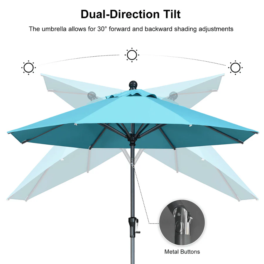 Clearance - PURPLE LEAF OPEN BOX Crank and Tilt Outdoor Patio Market Umbrella with Visible Hand Crank System - Image 124