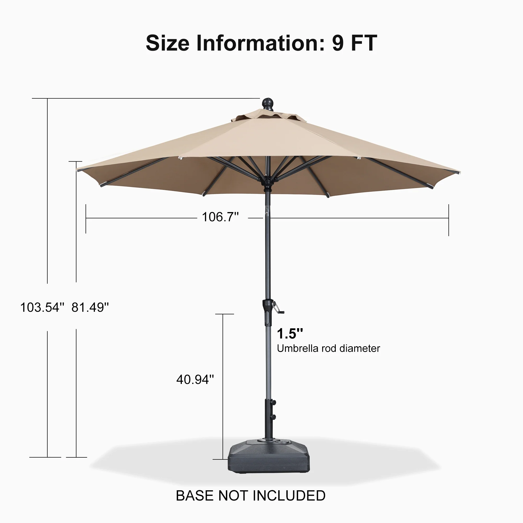 Clearance - PURPLE LEAF OPEN BOX Crank and Tilt Outdoor Patio Market Umbrella with Visible Hand Crank System - Image 129