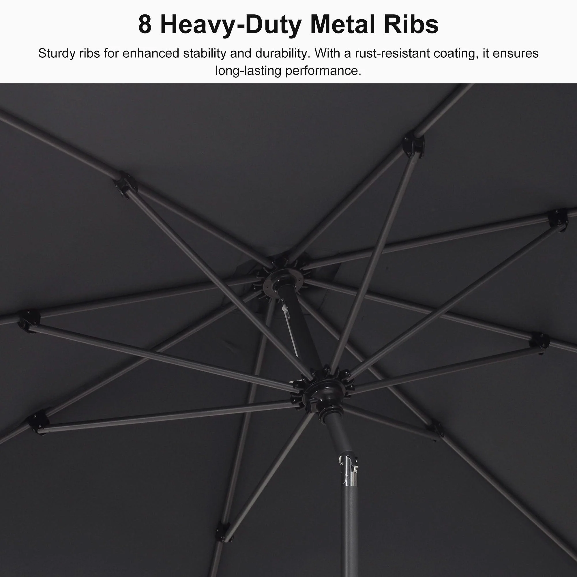 Clearance - PURPLE LEAF OPEN BOX Crank and Tilt Outdoor Patio Market Umbrella with Visible Hand Crank System - Image 13