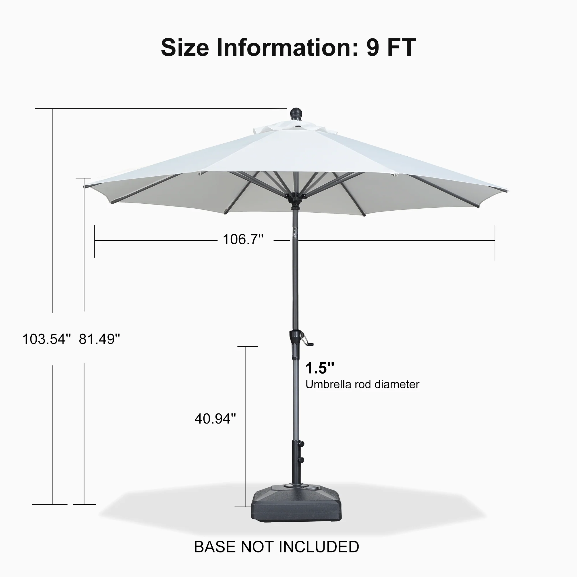 Clearance - PURPLE LEAF OPEN BOX Crank and Tilt Outdoor Patio Market Umbrella with Visible Hand Crank System - Image 131