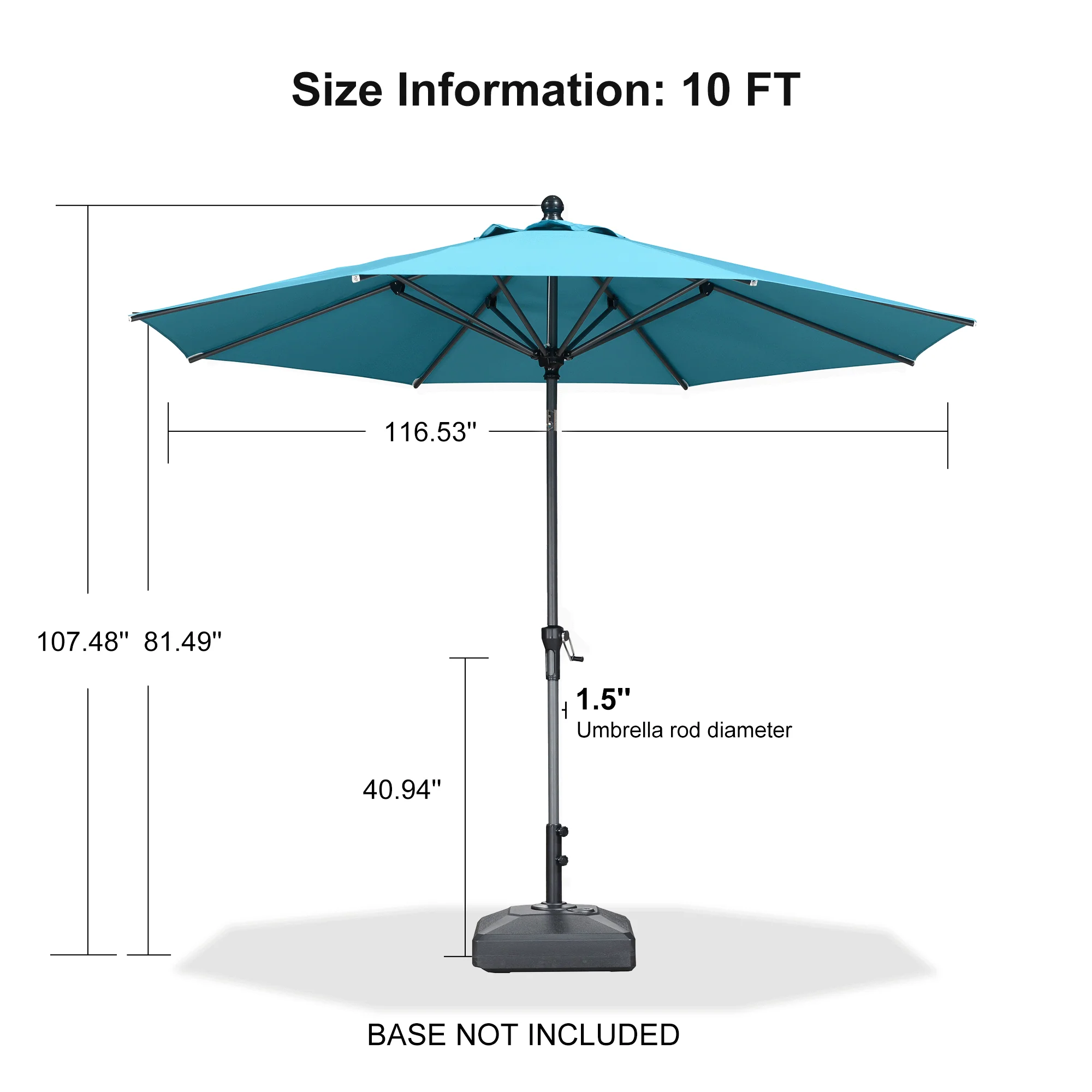 Clearance - PURPLE LEAF OPEN BOX Crank and Tilt Outdoor Patio Market Umbrella with Visible Hand Crank System - Image 133