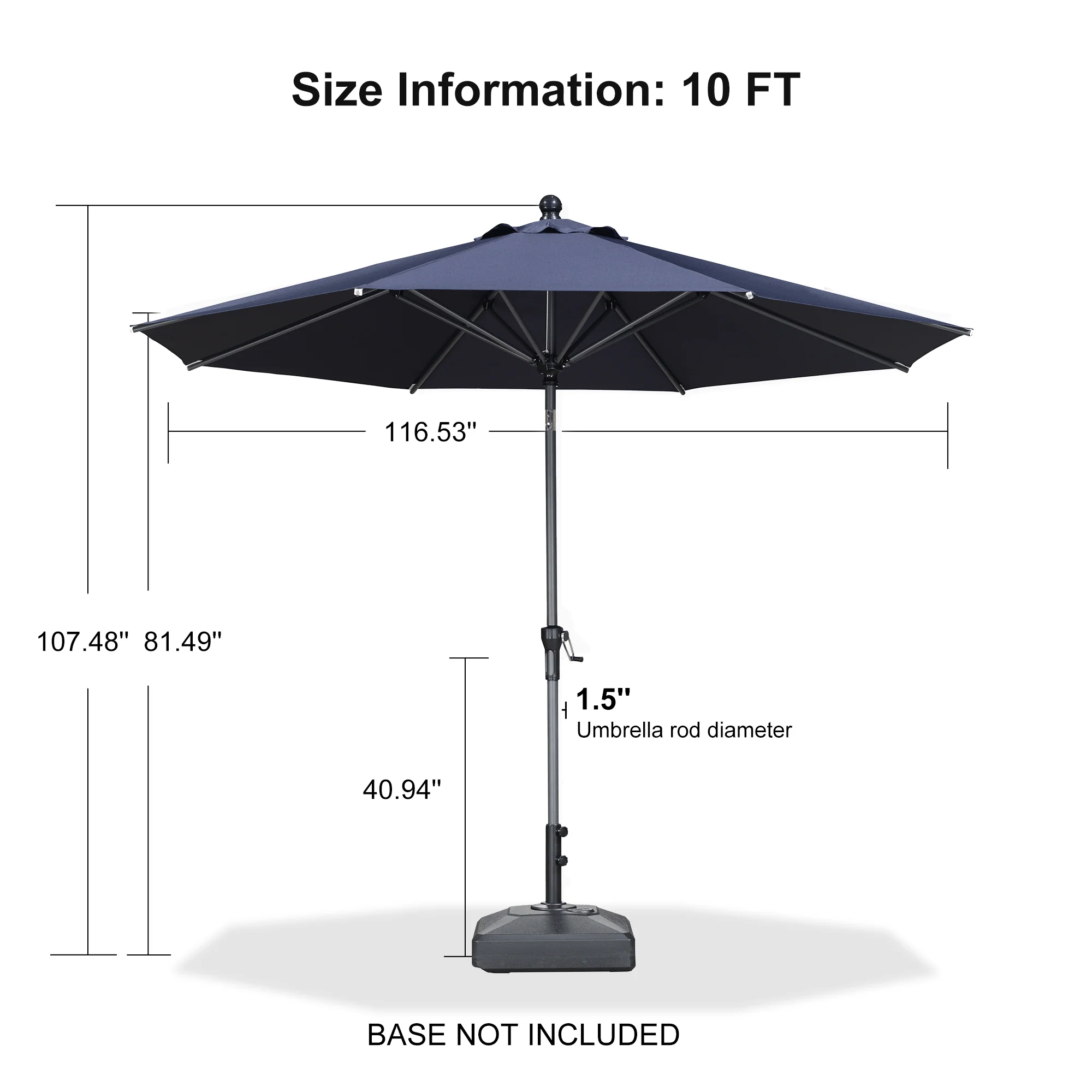 Clearance - PURPLE LEAF OPEN BOX Crank and Tilt Outdoor Patio Market Umbrella with Visible Hand Crank System - Image 135