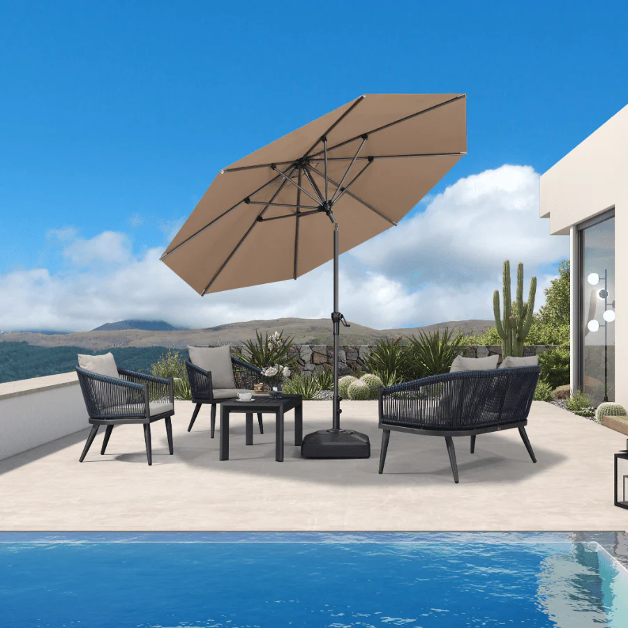 Clearance - PURPLE LEAF OPEN BOX Crank and Tilt Outdoor Patio Market Umbrella with Visible Hand Crank System - Image 136