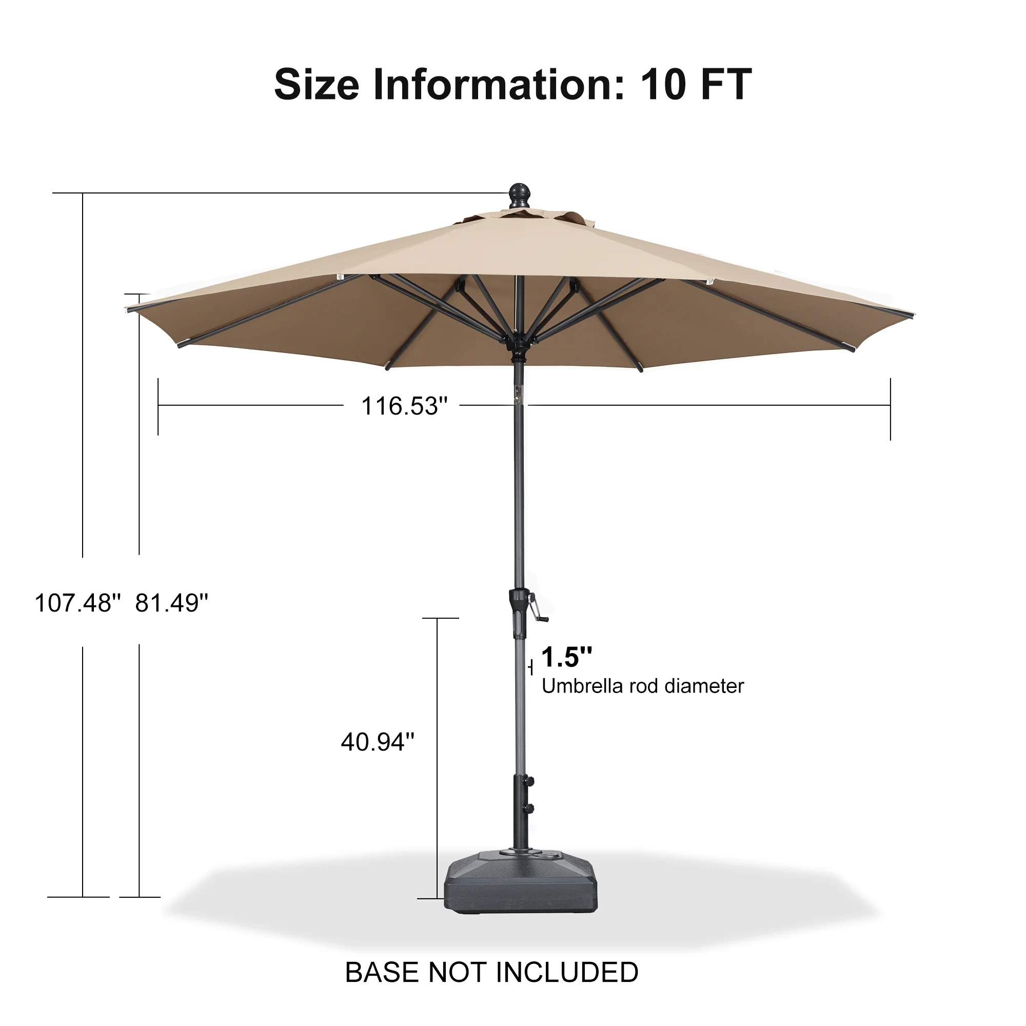 Clearance - PURPLE LEAF OPEN BOX Crank and Tilt Outdoor Patio Market Umbrella with Visible Hand Crank System - Image 137