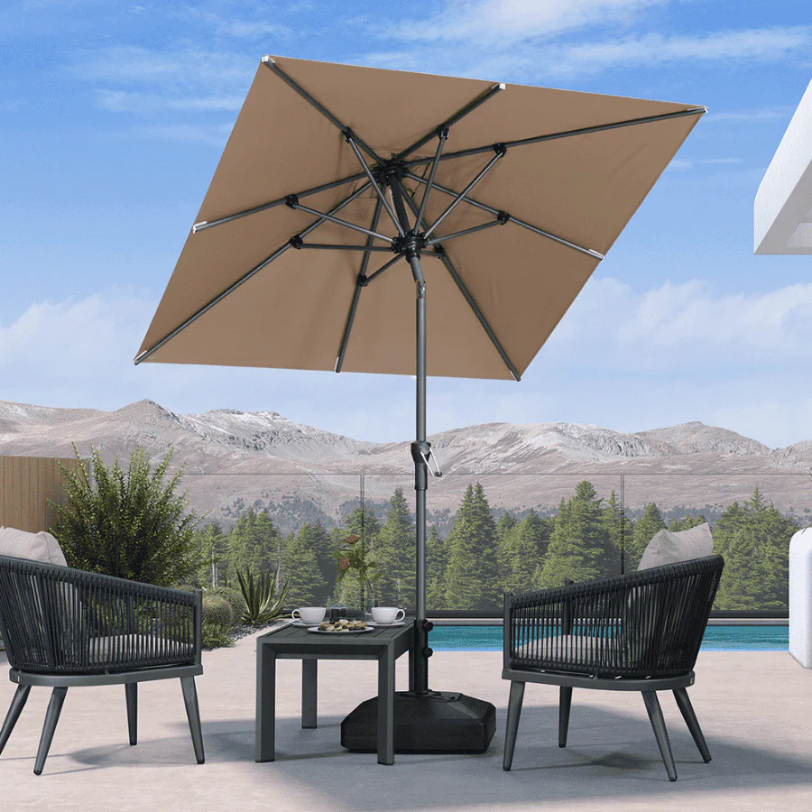 Clearance - PURPLE LEAF OPEN BOX Crank and Tilt Outdoor Patio Market Umbrella with Visible Hand Crank System - Image 145