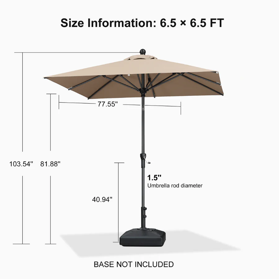 Clearance - PURPLE LEAF OPEN BOX Crank and Tilt Outdoor Patio Market Umbrella with Visible Hand Crank System - Image 152