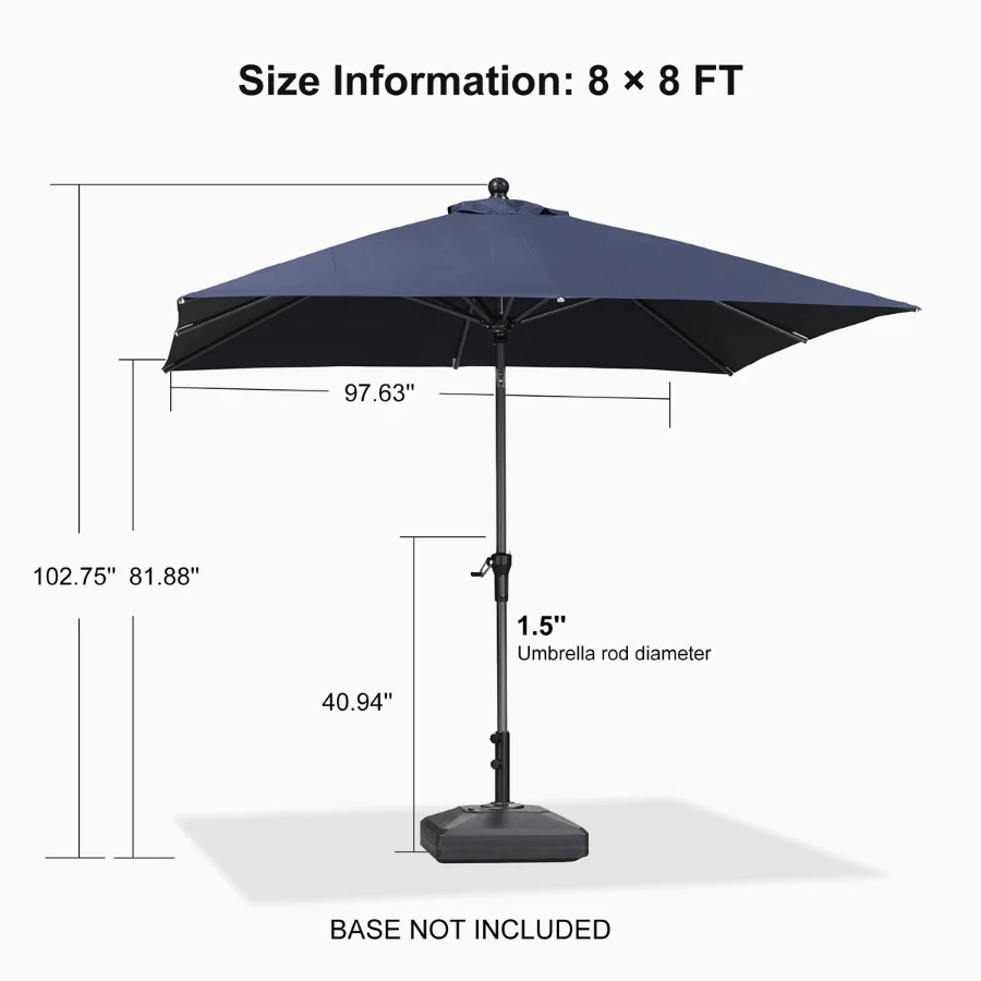 Clearance - PURPLE LEAF OPEN BOX Crank and Tilt Outdoor Patio Market Umbrella with Visible Hand Crank System - Image 158