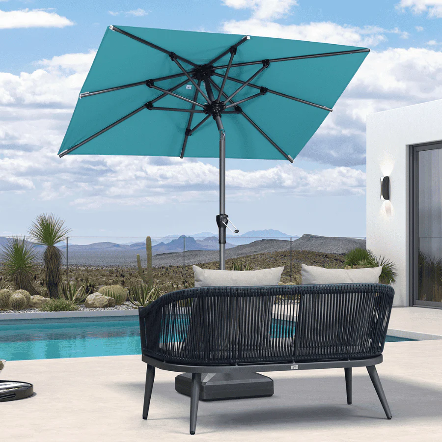 Clearance - PURPLE LEAF OPEN BOX Crank and Tilt Outdoor Patio Market Umbrella with Visible Hand Crank System - Image 165