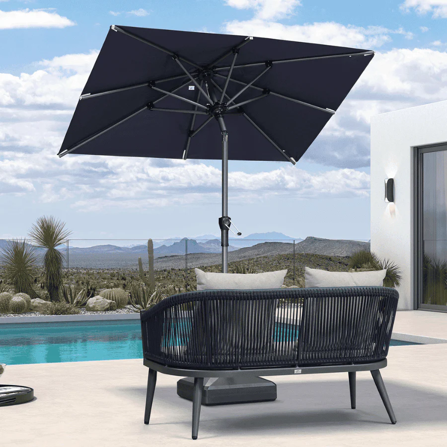 Clearance - PURPLE LEAF OPEN BOX Crank and Tilt Outdoor Patio Market Umbrella with Visible Hand Crank System - Image 167