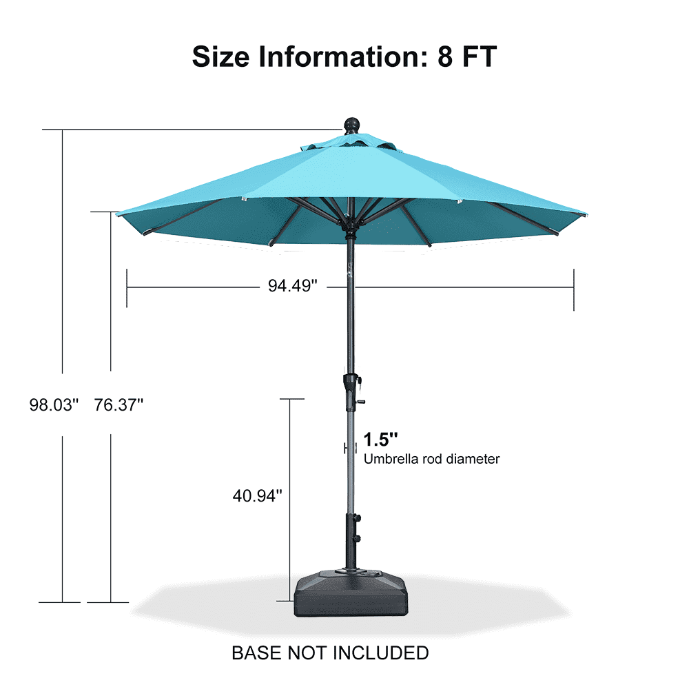 Clearance - PURPLE LEAF OPEN BOX Crank and Tilt Outdoor Patio Market Umbrella with Visible Hand Crank System - Image 172