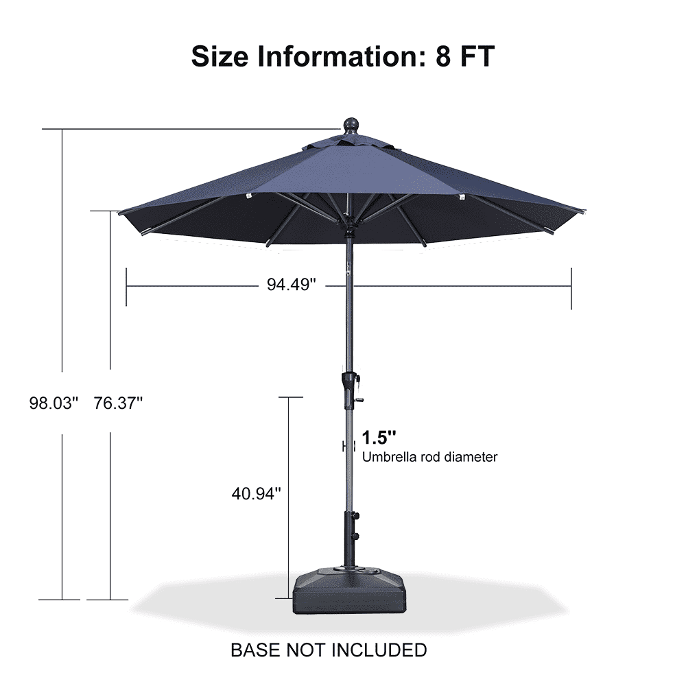 Clearance - PURPLE LEAF OPEN BOX Crank and Tilt Outdoor Patio Market Umbrella with Visible Hand Crank System - Image 175