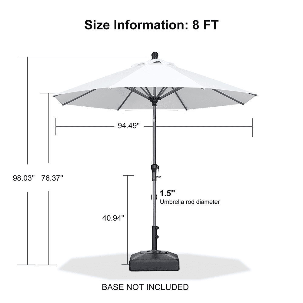 Clearance - PURPLE LEAF OPEN BOX Crank and Tilt Outdoor Patio Market Umbrella with Visible Hand Crank System - Image 179