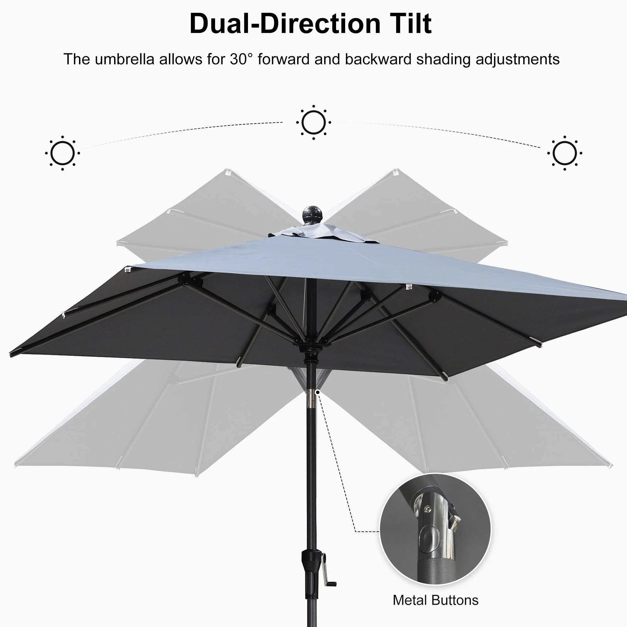 Clearance - PURPLE LEAF OPEN BOX Crank and Tilt Outdoor Patio Market Umbrella with Visible Hand Crank System - Image 20