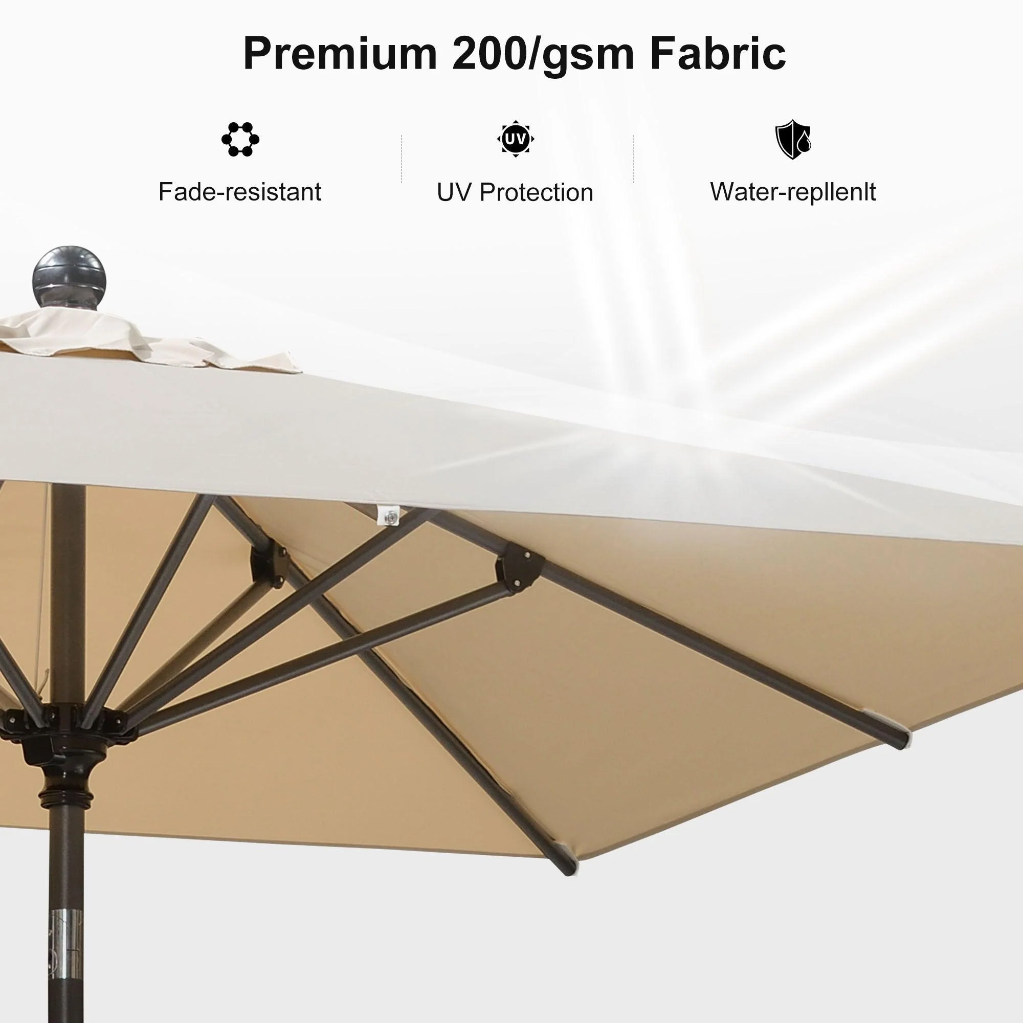 Clearance - PURPLE LEAF OPEN BOX Crank and Tilt Outdoor Patio Market Umbrella with Visible Hand Crank System - Image 3
