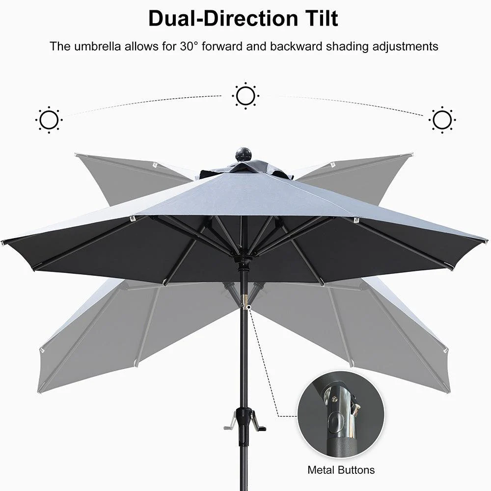 Clearance - PURPLE LEAF OPEN BOX Crank and Tilt Outdoor Patio Market Umbrella with Visible Hand Crank System - Image 39