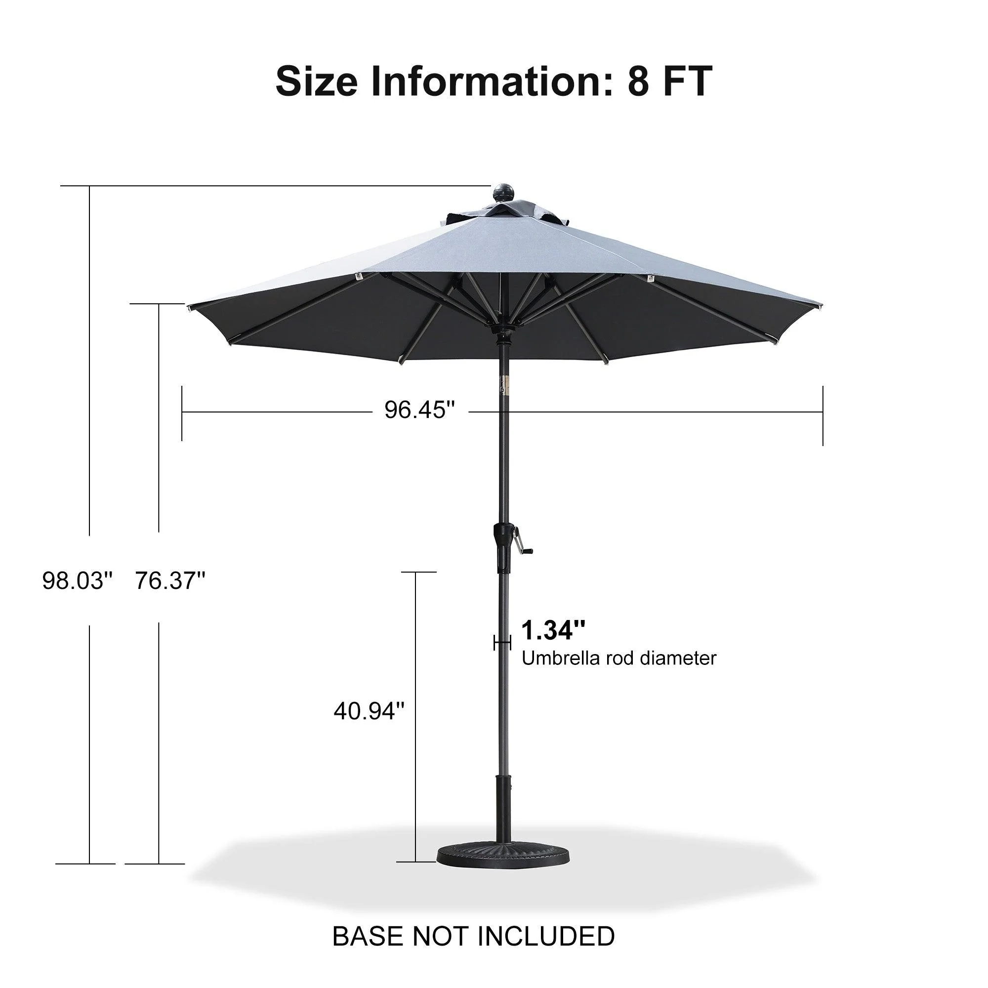 Clearance - PURPLE LEAF OPEN BOX Crank and Tilt Outdoor Patio Market Umbrella with Visible Hand Crank System - Image 40