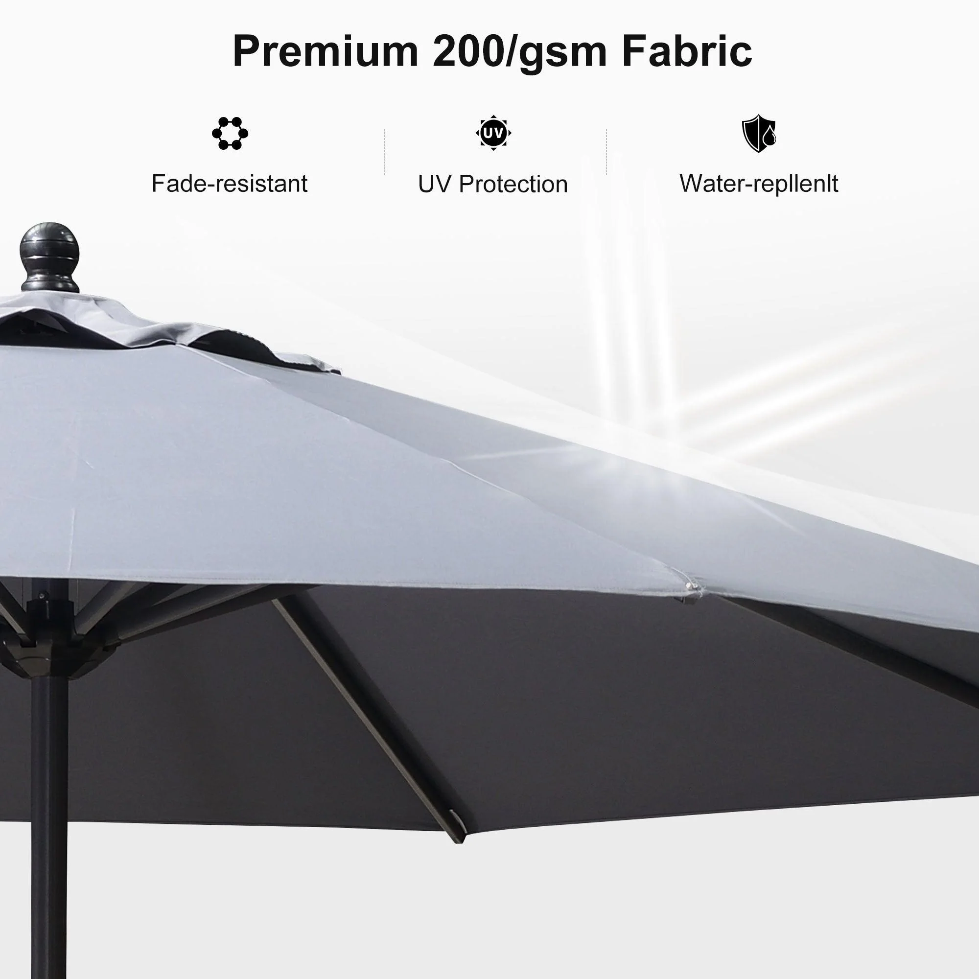 Clearance - PURPLE LEAF OPEN BOX Crank and Tilt Outdoor Patio Market Umbrella with Visible Hand Crank System - Image 44
