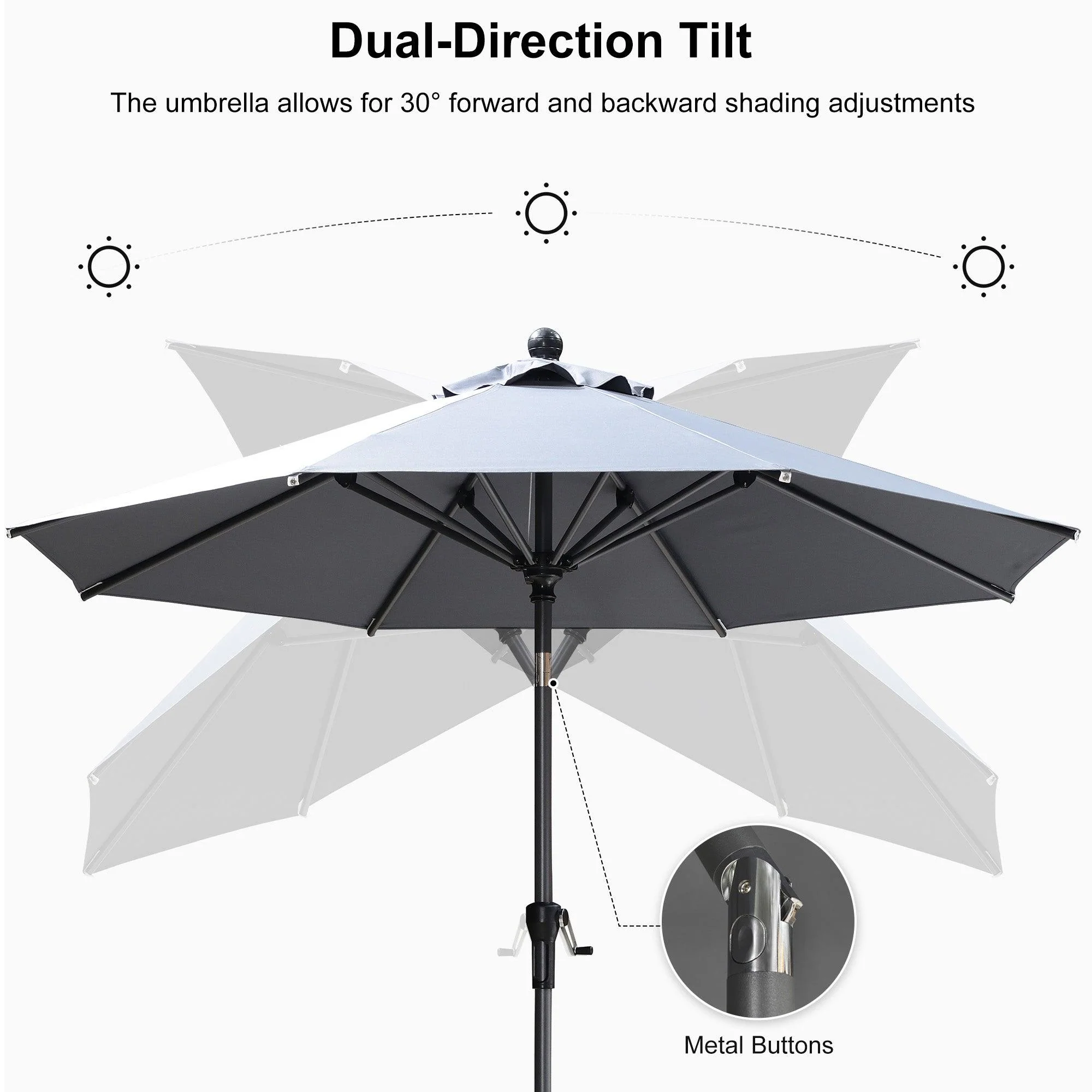 Clearance - PURPLE LEAF OPEN BOX Crank and Tilt Outdoor Patio Market Umbrella with Visible Hand Crank System - Image 46