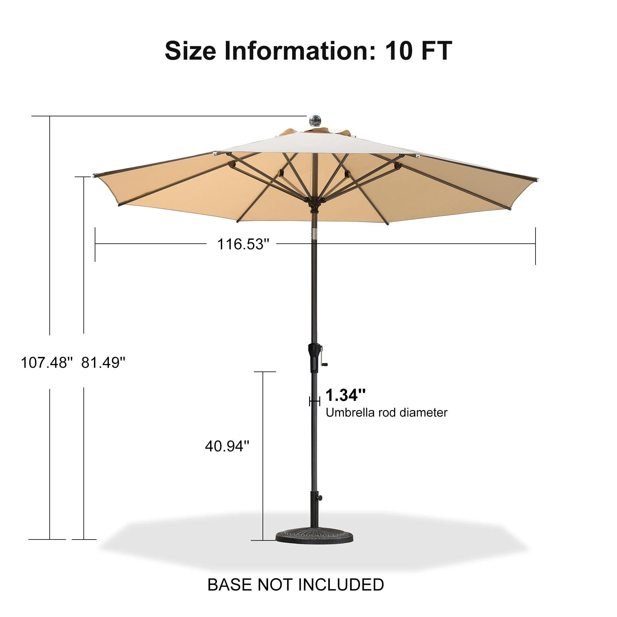Clearance - PURPLE LEAF OPEN BOX Crank and Tilt Outdoor Patio Market Umbrella with Visible Hand Crank System - Image 51