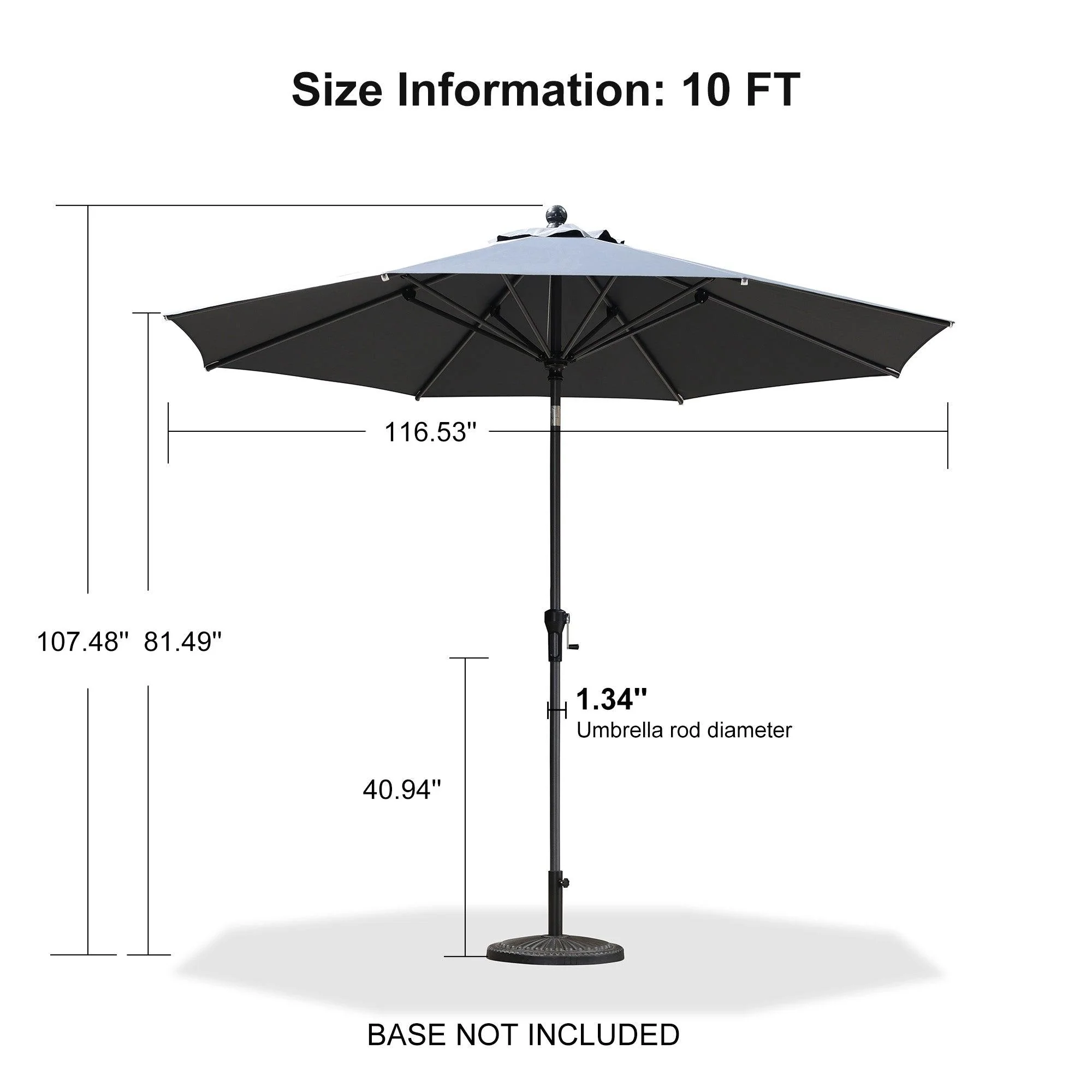 Clearance - PURPLE LEAF OPEN BOX Crank and Tilt Outdoor Patio Market Umbrella with Visible Hand Crank System - Image 52