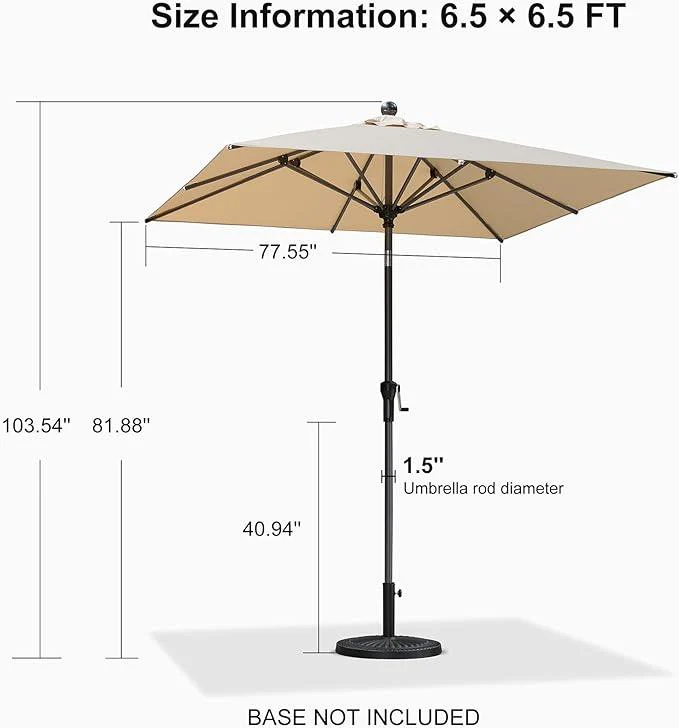 Clearance - PURPLE LEAF OPEN BOX Crank and Tilt Outdoor Patio Market Umbrella with Visible Hand Crank System - Image 57