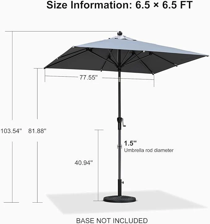 Clearance - PURPLE LEAF OPEN BOX Crank and Tilt Outdoor Patio Market Umbrella with Visible Hand Crank System - Image 59